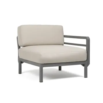 Element terminal Nardi Maximo, cadru gri Basalto, perne alb Perla Sunbrella