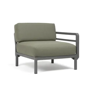 Element terminal Nardi Maximo, cadru gri Basalto, perne verde Timo Sunbrella
