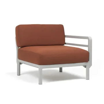 Element terminal Nardi Maximo, cadru alb Gesso, perne maro Cannella Sunbrella