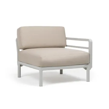 Element terminal Nardi Maximo, cadru alb Gesso, perne alb Perla Sunbrella