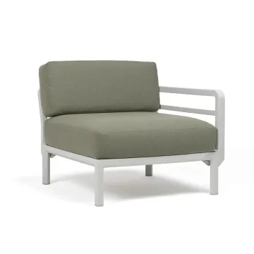 Element terminal Nardi Maximo, cadru alb Gesso, perne verde Timo Sunbrella