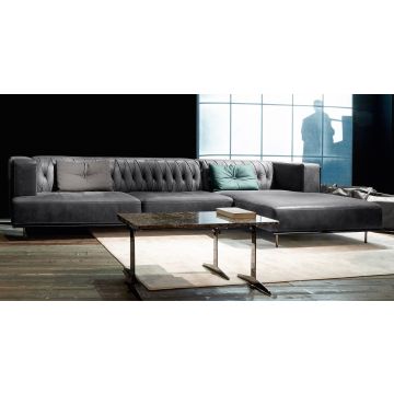 Canapea de colt Gamma Dandy McQueen 336x161cm dreapta, piele Burt F615 & Danka F785, HandMade in Italy