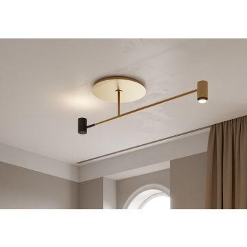 Lustra Contardi Melanocetus, design Tristan Auer, LED 2x7.5W GU10, auriu satinat cu detalii negre,