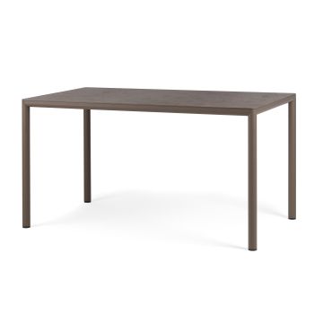 Masa exterior Nardi Piave 140x80cm, h76cm, baza aluminiu, top HPL Materia, tabacco