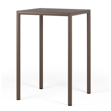 Masa inalta exterior Nardi Piave 70 High, 69x69cm, h107cm, baza aluminiu, top HPL Materia, tabacco