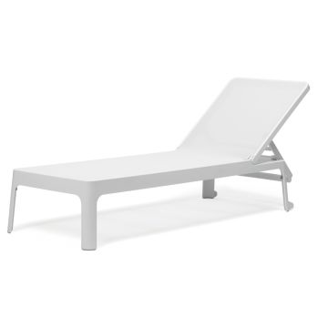 Sezlong exterior Nardi Plano cu cadru PPF alb si sintetic alb