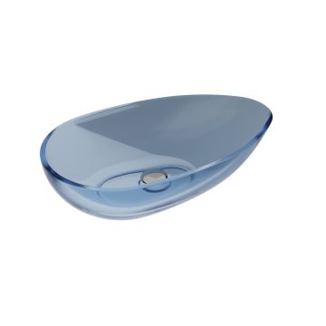 Lavoar oval tip bol Besco Neya 60x35cm, ResiCast, transparent, ventil click-clack crom, Blue Wave