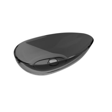 Lavoar oval tip bol Besco Neya 60x35cm, ResiCast, transparent, ventil click-clack crom, Carbon Grey