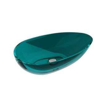 Lavoar oval tip bol Besco Neya 60x35cm, ResiCast, transparent, ventil click-clack crom, Ocean Breeze