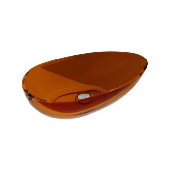 Lavoar oval tip bol Besco Neya 60x35cm, ResiCast, transparent, ventil click-clack crom, Earth Rust