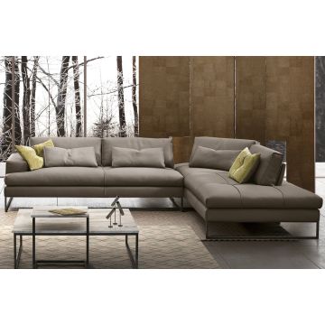 Canapea de colt Gamma Sunset 321x263cm dreapta, piele Danka F803, HandMade in Italy