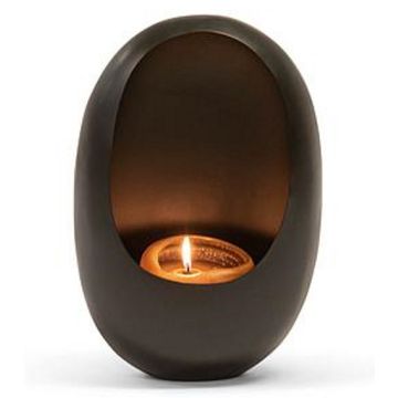 Suport lumanare Deko Senso Standing Egg, 25x15x38cm, metal, zinc - auriu antichizat