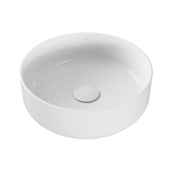 Lavoar tip bol Besco Clea Cera-Line d 34.5cm, fara orificiu baterie, fara preaplin, alb