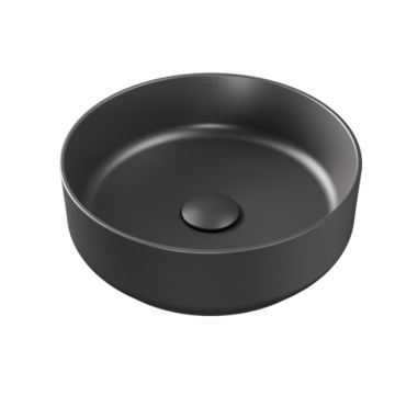 Lavoar tip bol Besco Clea Cera-Line d 34.5cm, fara orificiu baterie, fara preaplin, gri mat