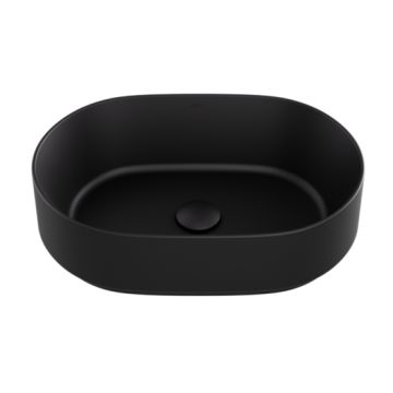 Lavoar tip bol Besco Lova Cera-Line 46x31cm, fara orificiu baterie, fara preaplin, negru mat