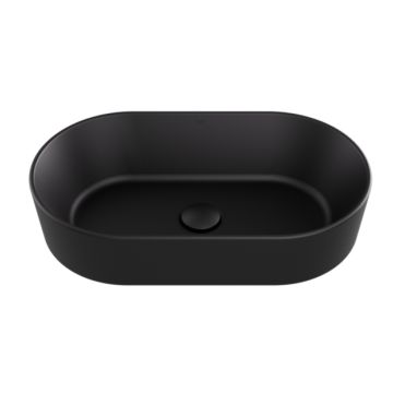 Lavoar tip bol Besco Lova Cera-Line 53x31.5cm, fara orificiu baterie, fara preaplin, negru mat