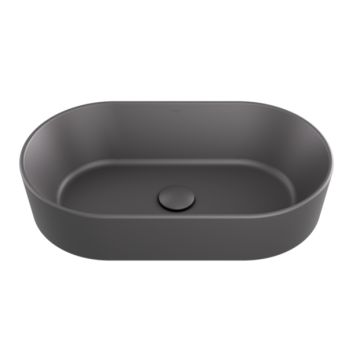 Lavoar tip bol Besco Lova Cera-Line 53x31.5cm, fara orificiu baterie, fara preaplin, gri mat