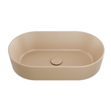 Lavoar tip bol Besco Lova Cera-Line 53x31.5cm, fara orificiu baterie, fara preaplin, mokka mat