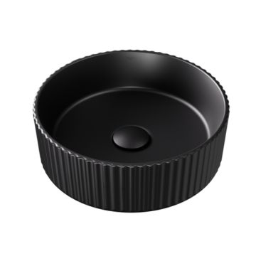 Lavoar tip bol Besco Clea Ryfle Cera-Line d 36cm, fara orificiu baterie, fara preaplin, negru mat