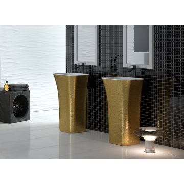 Lavoar free-standing Besco Assos Glam 40x50x85cm, compozit mineral, Gold