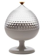 Bol cu picior si capac Kartell Pumo design Fabio Novembre, d21cm, h29cm, transparent-alb