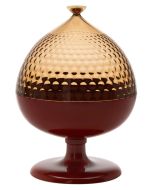 Bol cu picior si capac Kartell Pumo design Fabio Novembre, d21cm, h29cm, maro-rosu
