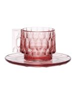 Ceasca si farfuriuta Kartell Jellies Family, design Patricia Urquiola, roz transparent