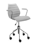 Scaun birou cu brate Kartell Maui Soft, design Vico Magistretti, Trevira bej