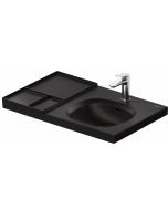 Lavoar Duravit Aurena 80x50cm, HygieneGlaze Plus, montare pe mobilier, orientare dreapta, ventil ceramic inclus, negru mat