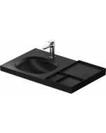 Lavoar Duravit Aurena 80x50cm, HygieneGlaze Plus, montare pe mobilier, orientare stanga, ventil ceramic inclus, negru mat