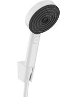 Set de dus Hansgrohe Pulsify Select 105 Relaxation, cu 3 tipuri de jet, agatatoare si furtun 1,25m, alb mat
