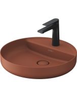 Lavoar Duravit Vitrium 46x46cm, cu platforma baterie, montare pe blat, fara preaplin, rosu satin mat