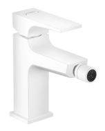 Baterie bideu Hansgrohe Metropol cu ventil push-open, alb mat