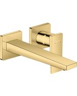 Baterie lavoar Hansgrohe Metropol de perete, pipa 225mm, fara ventil, necesita corp incastrat, gold optic lustruit