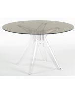 Masa Kartell Sir Gio design Philippe Starck, diametru 120cm, fumuriu transparent