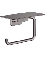 Suport hartie igienica cu raft Hansgrohe AddStoris, negru periat
