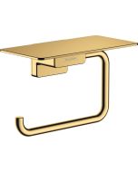 Suport hartie igienica cu raft Hansgrohe AddStoris, gold optic lustruit