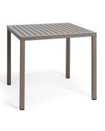 Masa exterior Nardi Cube 80x80cm, h 75.5cm, baza aluminiu, tortora