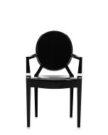 Set 2 scaune Kartell Louis Ghost design Philippe Starck, negru lucios