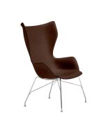 Fotoliu Kartell Smart Wood K/Wood design Philippe Stark, Basic Veneer, Dark wood, picioare crom