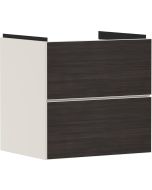 Dulap baza suspendat Hansgrohe Xevolos E cu 2 sertare, 58cm, corp bej mat, front stejar inchis