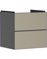 Dulap baza suspendat Hansgrohe Xevolos E cu 2 sertare, 58cm, corp gri mat, front ceramic bronz texturat