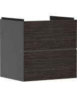 Dulap baza suspendat Hansgrohe Xevolos E cu 2 sertare, 58cm, corp gri mat, front stejar inchis