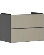 Dulap baza suspendat Hansgrohe Xevolos E cu 2 sertare, 78cm, corp gri mat, front ceramic bronz texturat