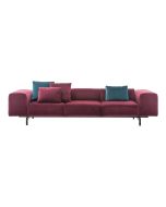Canapea Kartell Largo Velluto design Piero Lissoni cu 3 locuri, doua brate, 301cm, rosu cardinal