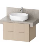 Dulap baza Duravit Balcoon 80x57cm pentru consola Mineral, doua sertare cu inchidere lenta, sand beige mat