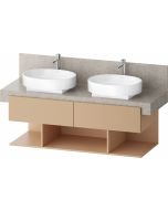 Dulap baza Duravit Balcoon 140x57cm pentru consola Mineral, doua sertare cu inchidere lenta, terraccino mat
