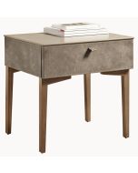 Noptiera Gamma K007-A, top Terra Ceramic, piele Burt F613, picioare lemn Noce Canaletto, HandMade in Italy