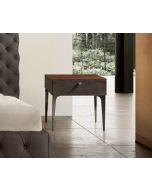 Noptiera Gamma K007-D, top Ossido Bruno Ceramic, piele Burt F611, picioare metal Dark Chrome, HandMade in Italy