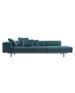 Canapea Kartell Largo Velluto design Piero Lissoni cu 3 locuri, brat dreapta, 298cm, turcoaz